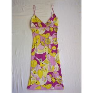 TIBI Silk Strappy Retro Hippy Pink Yellow Floral Dress AS IS READ Medium